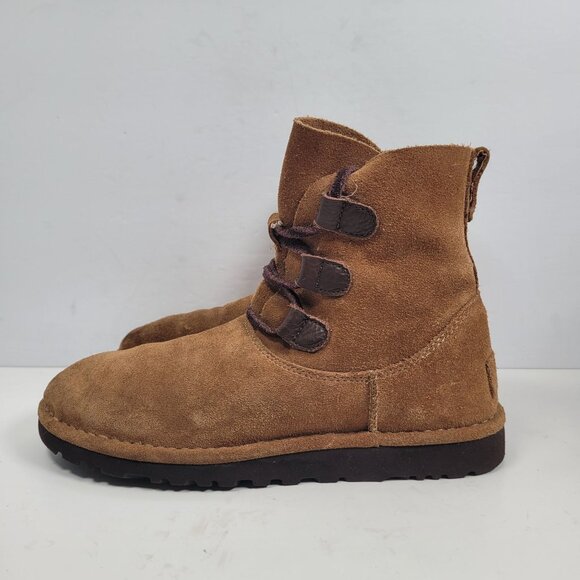 UGG Elvi Women's Brown Ankle Lace Up Boots S/N 1017534 US Size 8 - Picture 2 of 10